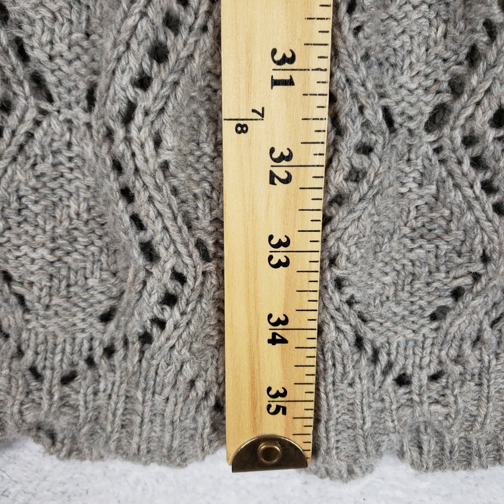 Apt 9 Womens XL Gray Hooded Pointelle Knit Button Cardigan Sweater Scalloped Hem - Picture 11 of 11